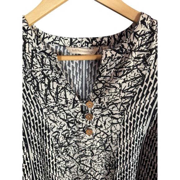 Soft Surroundings Raven Shift Dress Medium Midi  Abstract Black Beach Boho - Picture 3 of 11